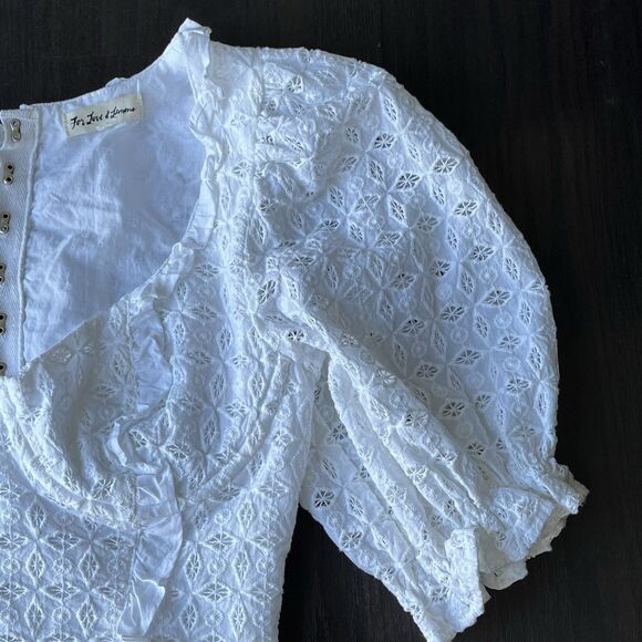 For Love and Lemons Corset Top Sand Dollar Lace Up Eyelet Blouse Underwire Boho - Picture 9 of 16